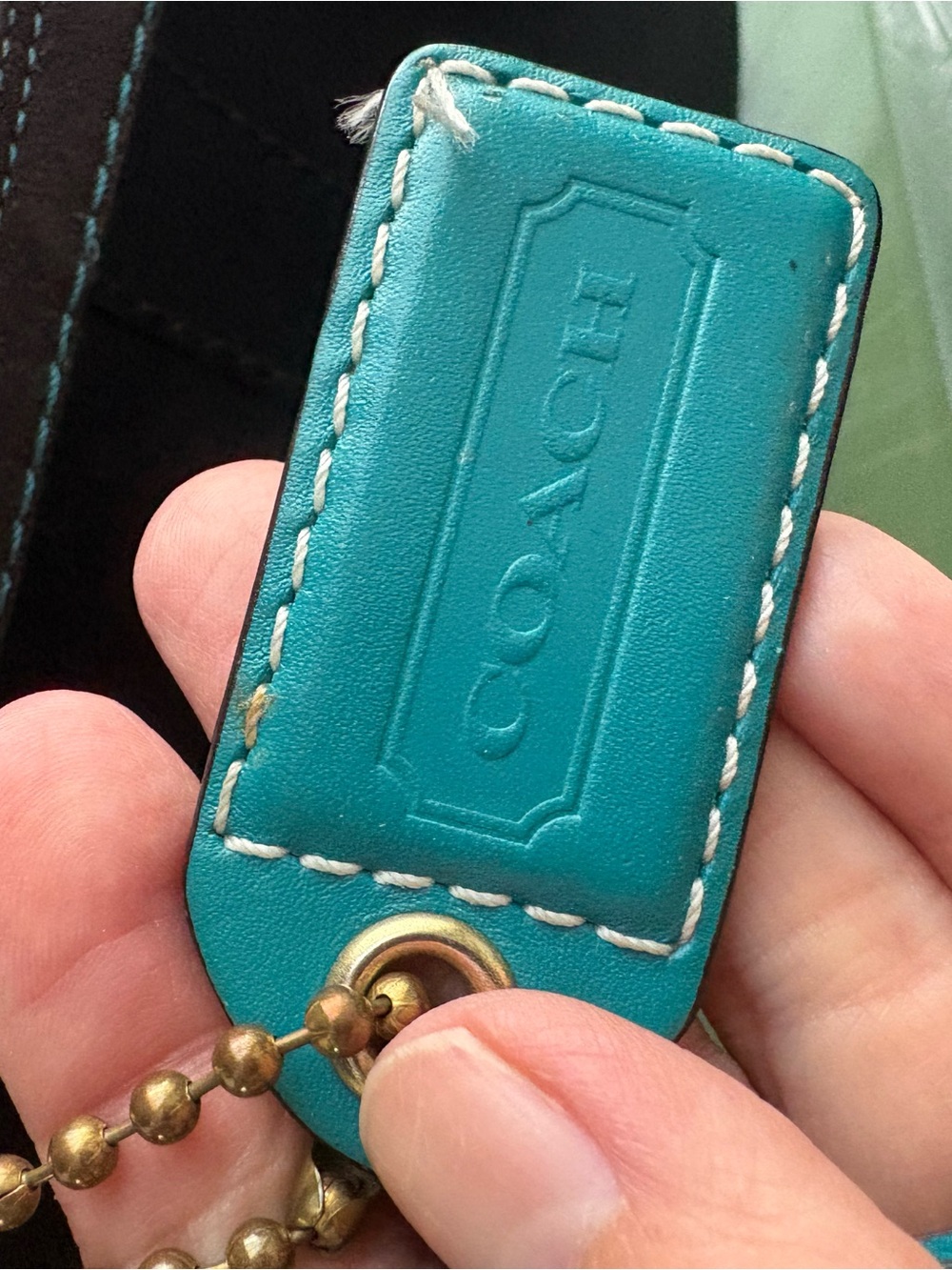 Vintage Coach Hampton Black Nylon Tote Bag M05K-130 - Teal Accents - Picture 13 of 16